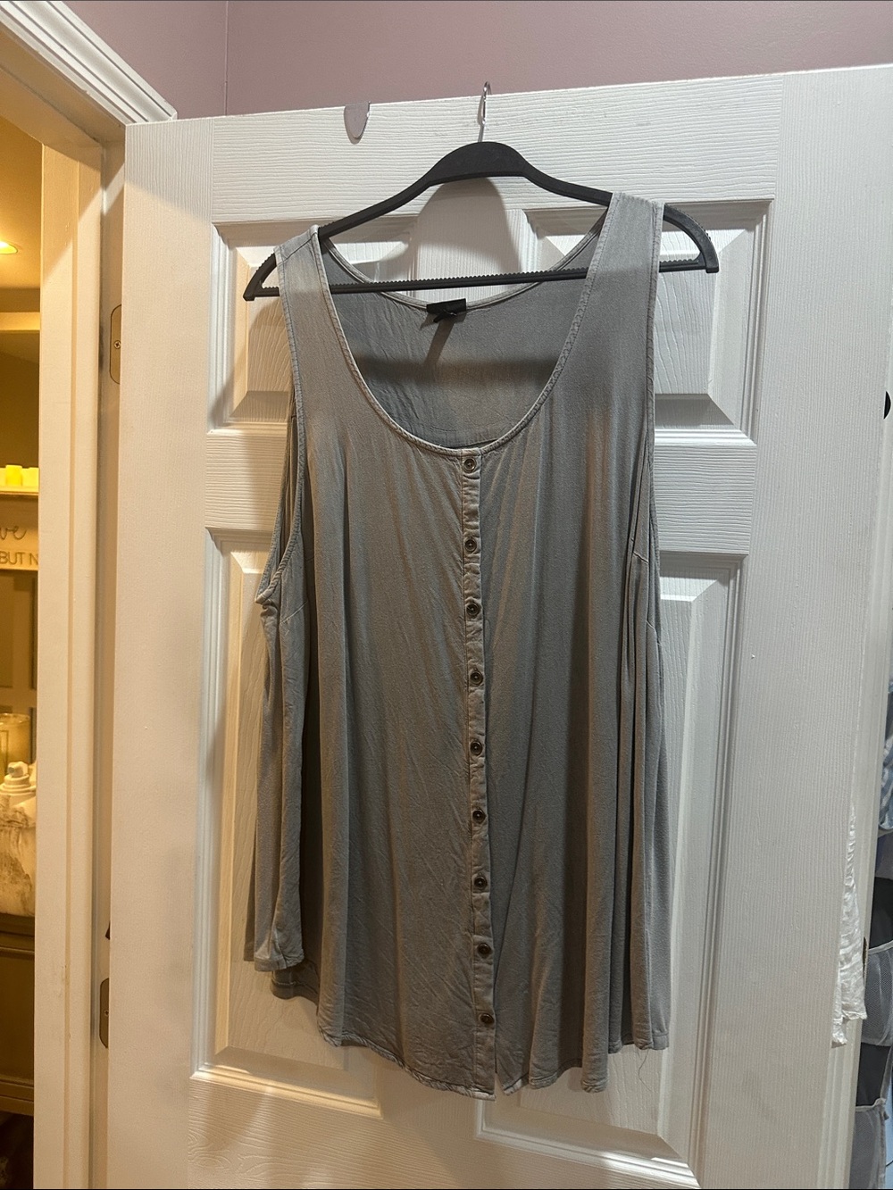 torrid Grey Button-Front Cold-Shoulder Tank